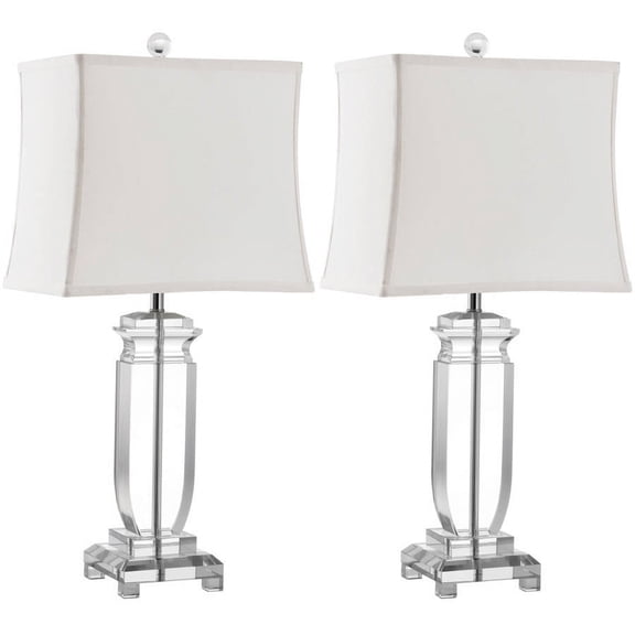 Safavieh Olympia 24" Glam Clear Table Lamp with Crystal Glass Off-White Cotton Shade (Count of 2)