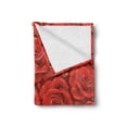 thumbnail image 2 of Rose Soft Flannel Fleece Throw Blanket, Vivid Red Roses Rain Water Drops Graphic Dewy Meadows Inspired Romantic Pattern, Cozy Plush for Indoor and Outdoor Use, 50" x 70", Ruby Vermilion, by Ambesonne, 2 of 5