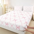 thumbnail image 3 of Homewish Pink Princess Bowknot Bed Sheets, Kawaii Cartoon Ribbon King Sheets, Teens Kids Boys Girls Sheet Set, Breathable Home Decor, 4pcs, 3 of 7