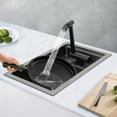 thumbnail image 4 of Stainless Steel Utility Sink Workstation Square Single Bowl Kitchen Bar Sink with Lid Faucet, 4 of 12
