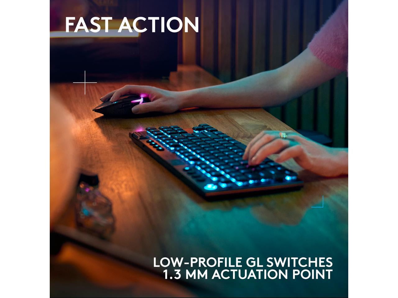 Logitech G915 X LIGHTSPEED TKL Low-Profile Wireless Gaming Keyboard, Double-Shot PBT Keycaps, Fully Programmable Keys, RGB Backlighting, Sleek Aluminum Finishing, GL Red Linear, PC/Mac