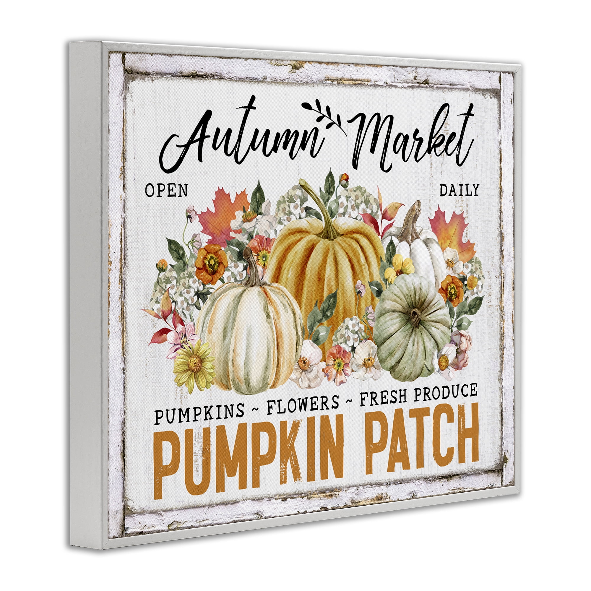 Stupell Industries Rustic Autumn Market Holiday Painting White Framed Art Prints Wall Art, 30 x 24