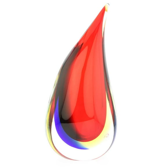 GlassOfVenice Murano Glass Sommerso Wave Vase - Red Blue Amber