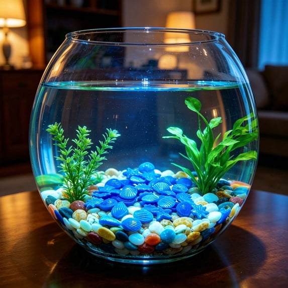 Luminous Aquarium Decorations 100PCS Artificial Starfish Sea Shells Glowing Stones For Fish Tank, Glow In The Dark Underwater Ornament Rocks For Freshwater Saltwater Aquascape Night Decor