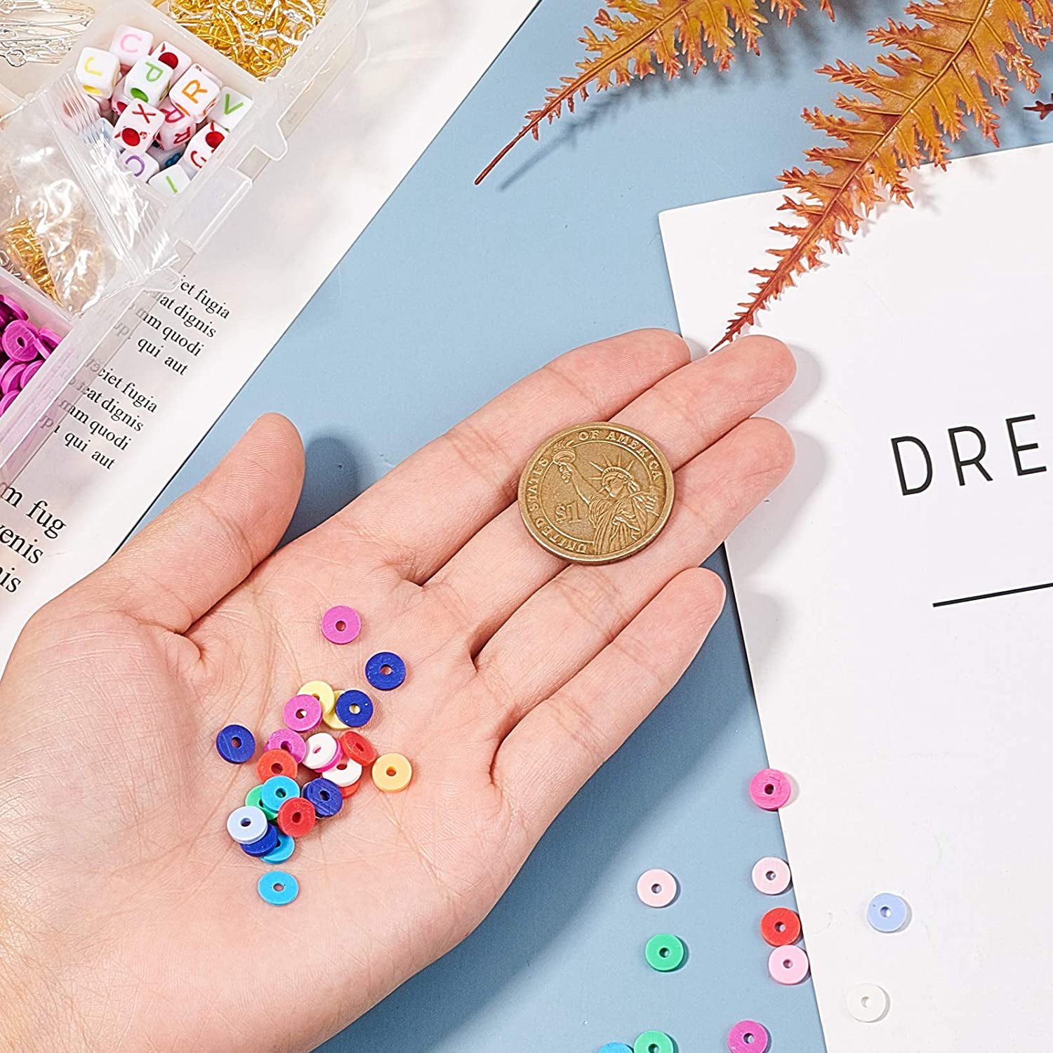 1 Set DIY Jewelry Set Makings with Alloy Pendants Brass Earring Hooks & Hoop Earrings Findings Cowrie Shell/Polymer Clay/Acrylic Beads Steel Scissors Elastic Thread Iron
