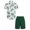 White - Leaf Print, variant on Arshiner Boys 2 Piece Outfits Hawaiian Shorts Sets Button Down Shirt and Shorts Summer Beach Clothes