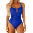 thumbnail image 4 of One Piece Swimsuits for Women Built-in Bra U-Bar V Neck Tummy Control Bathing Suits Ruched Slimming Flattering Full Coverage Swimwear, 4 of 8