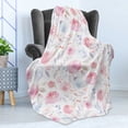 thumbnail image 4 of Watercolor Soft Flannel Fleece Throw Blanket, Delicate Spring Pattern Blooming Roses Buds Leaves Feminine Romantic, Cozy Plush for Indoor and Outdoor Use, 60" x 80", Pale Pink Baby Blue, by Ambesonne, 4 of 5