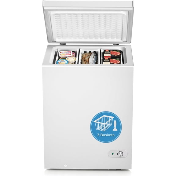 WAA 5.0 Cu.Ft Chest Freezer 3 Removable Baskets,Adjustable Temp for Home Bar Kitchen