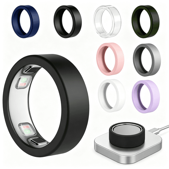 HBMYN Ring 5 Cover–Compatible with Ring Gen 5 Silicone Protector,Anti-Scratch Protective Case,Supports Charging Smart Ring Accessories for Men Women(8 Pack Size S Fits 6/7/8)