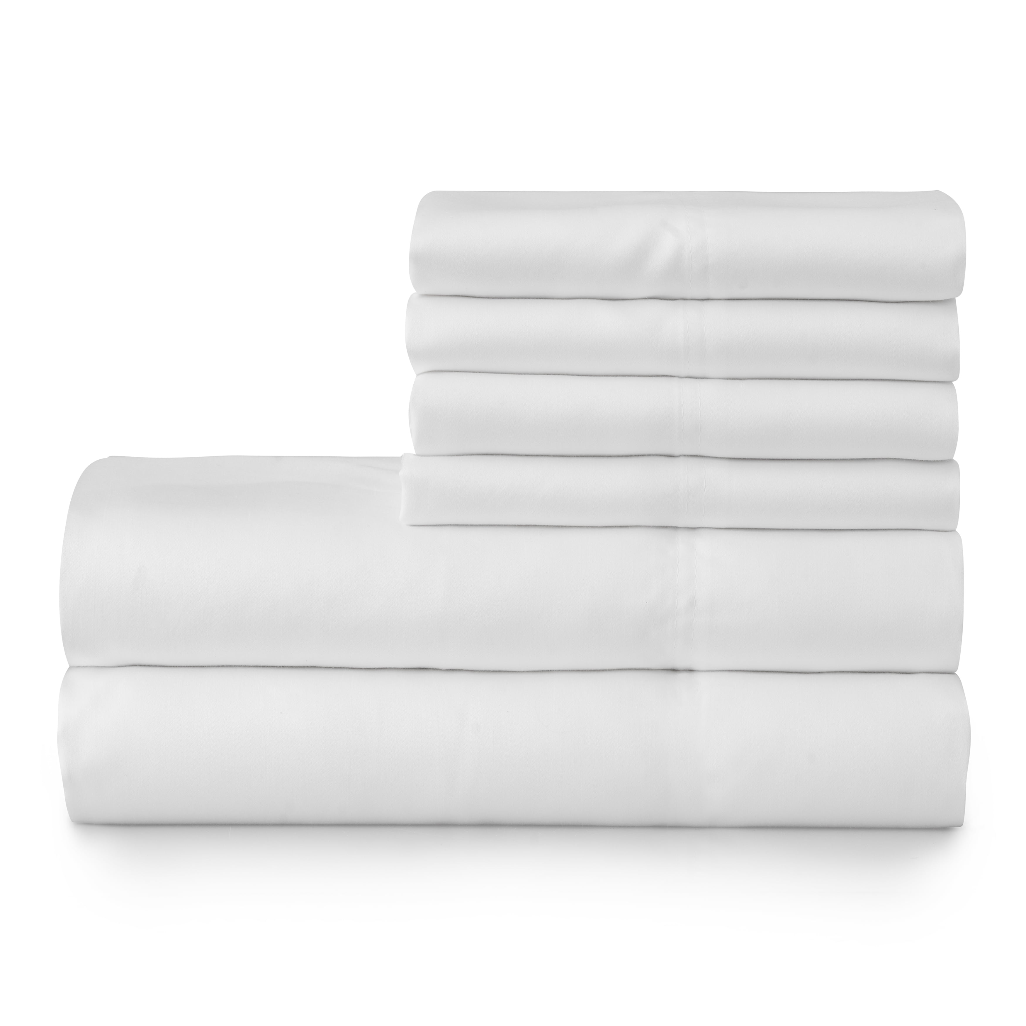 Hotel Style 1200 Thread Count Cotton Rich 6-Piece Sheet Set, Arctic White, Queen