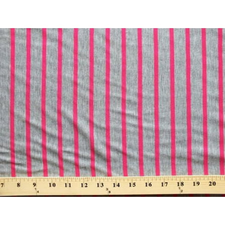 EZ Spun Polyester Pink Grey Stripe Knit Fabric By the Yard (6942F-4L)