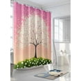 thumbnail image 3 of Fsddascl Cherry Blossom Shower Curtain Set - Standard 72" x 72" Washable Bathtub Curtain with 12 Hooks, Leaves Pink Sky Retro Watercolor Art Waterproof Fabric Stall Shower Curtains for Bathroom, 3 of 6