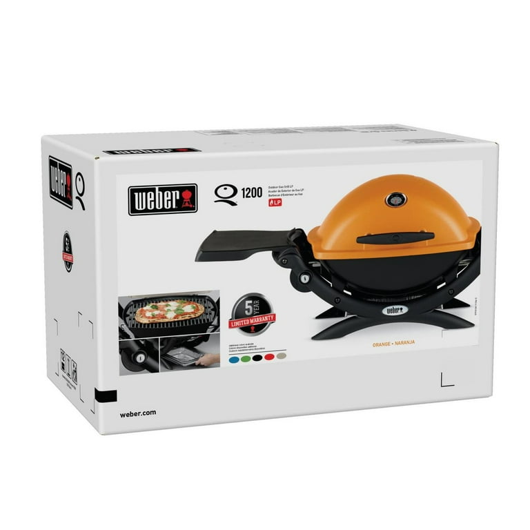 Weber Q 1200 Portable Propane Gas BBQ Grill - Orange, Small, Go