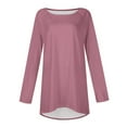 thumbnail image 4 of Womens Blouses and Tops Dressy Women's Casual Round Neck Long Sleeve Color T-Shirt Top Blouse, 4 of 5