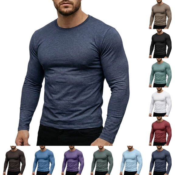 Men's Long Sleeve T-Shirts Lightweight Super Soft Athletic Crew Neck Tees for Running Lounging Casual Workout White