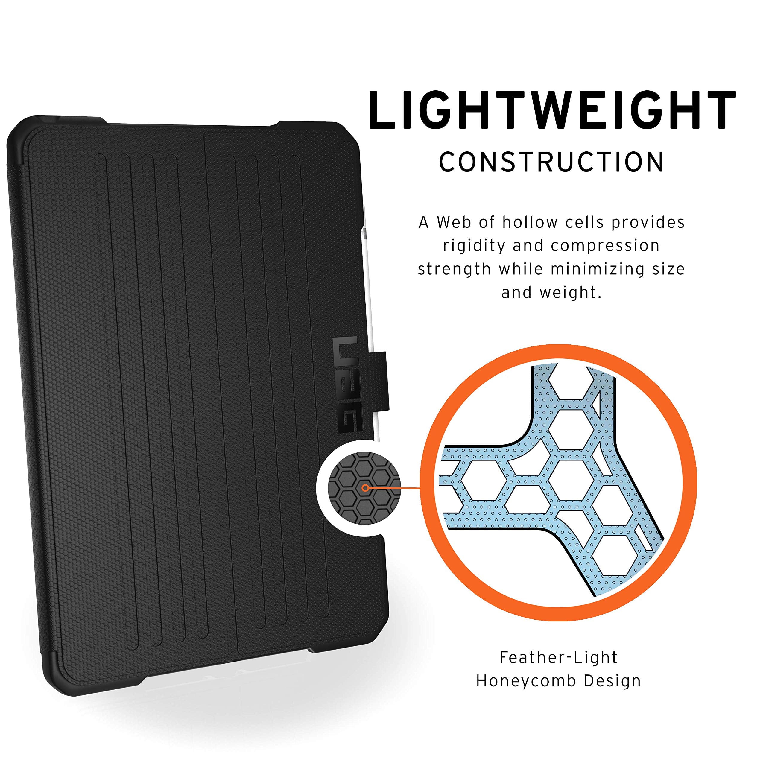 UAG iPad 10.2 Case Black, 9th Generation 2021, 8th Gen 2020, Rugged Heavy Duty Protective Durable Folio Cover & Kick Stand, w/ Pencil Stylus Holder, Metropolis Series