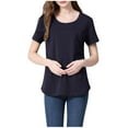 thumbnail image 5 of Ohufall Women's Cotton Maternity T Shirts Plus Size Pregnancy Clothes Summer Solid Color Short Sleeve Nursing Tops Loose Fit Casual Breastfeeding Tees, 5 of 6