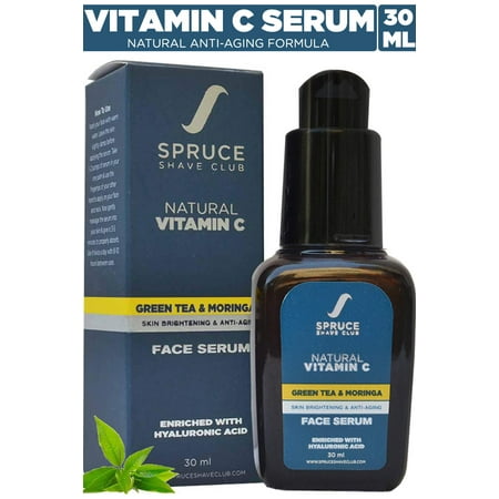 Spruce Shave Club Vitamin C 20% Face Serum with Hyaluronic Acid, Green Tea & Moringa For Anti Ageing, Anti Acne & Skin Brightening (Best Way To Shave With Acne)