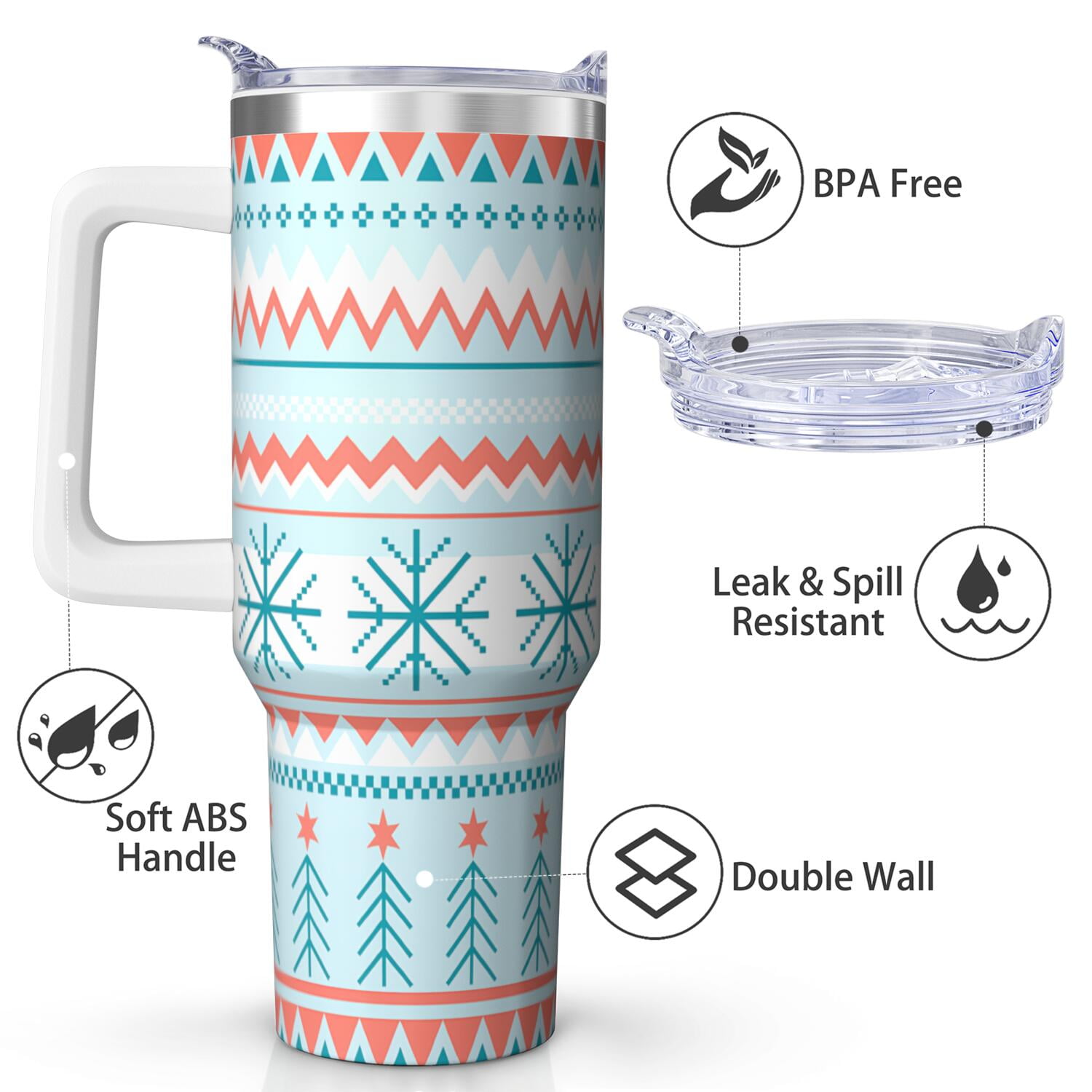1pc 40 oz Christmas Tumbler with Lid and Straw Stainless steel Insulated tumblers Cute water bottle Travel/Gym coffee tumbler Gifts for Women/men