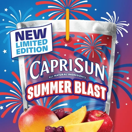 Capri Sun Summer Blast Passion Fruit Mango Flavored Juice Drink Blend, from Concentrate with Other Natural Flavor, 10 ct Box, 6 fl oz Pouches, Liquids