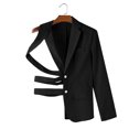 thumbnail image 6 of Men's Lapel Blazer Jacket Sport Coat, Cross Strap Cutout Hollow Out Single鈥態reasted Casual Suit Jacket for Party Club Nightclub Prom, 6 of 9