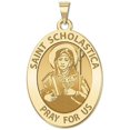thumbnail image 2 of Picturesongold.Com Saint Scholastica Religious Medal Oval Necklace Pendants - 2/3 x 3/4 inch Size of Nickel, Sterling Silver, 2 of 4
