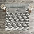 thumbnail image 3 of Ambesonne Modern Quilted Bedspread Set 3 Pcs, White Geometric Triangle, King Size, White and Army Green, 3 of 3