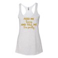 thumbnail image 3 of Wild Bobby, Gold Feed Me Tacos And Tell Me I'm Pretty Cinco de Drinco Cinco De Mayo Tri-Blend Racerback Tank Top, Heather White, Small, 3 of 5