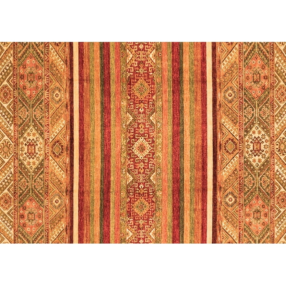 Ahgly Company Indoor Rectangle Oriental Orange Modern Area Rugs, 3' x 5'