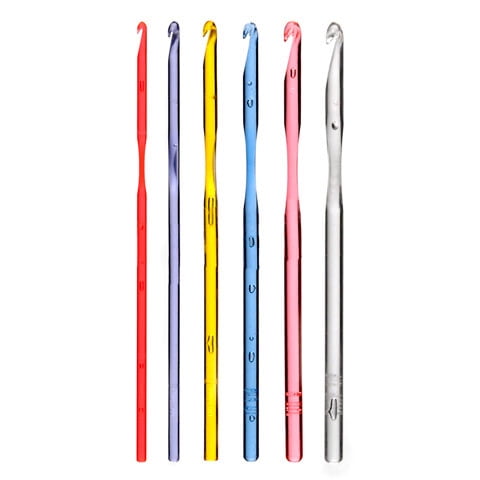 2Pk Susan Bates Silvalume Aluminum Crochet Hook Set-Sizes F5 To K10.5