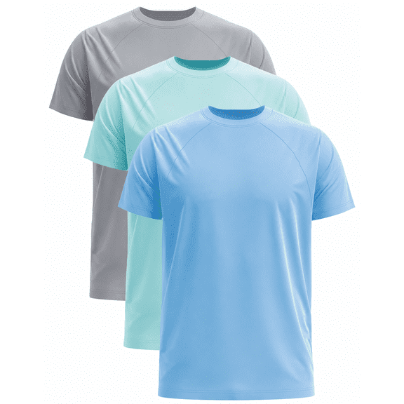 YeneSen Men's 3-Pack UPF 50 Short Sleeve Rash Guard Shirts, Quick Dry Sun Protection Swim & Athletic Tops