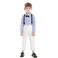 thumbnail image 5 of VERUGU Boys' Clothing Sets Newborn Infant Winter Long Sleeve Solid Tops with Bow Tie Suspender Trousers Suit Gentleman formal Clothes Two-Piece Set, 5 of 8