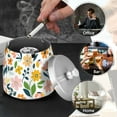 thumbnail image 4 of Yayeee Ashtray with Lid for Cigarette Smokeless Stainless Steel Home Ash Holder, Retro Yellow Floral, 4 of 7