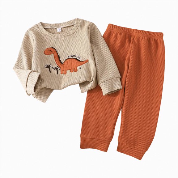 Splozh Boy Outfits 6 12 18 24 Months 2T 3T Toddler Baby Boys Fall Winter Clothes Pullover Sweatshirt Long Sleeve Shirts Pants 2 Piece,Brown,6-9 Months
