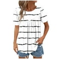 thumbnail image 2 of Xixinqiwan Women Tops under $10.00,Women Summer Casual Shirts Short Sleeve Striped Tunic Tops Crew Neck Tee Tshirt Blouses for Women White XL, 2 of 7
