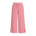 thumbnail image 6 of Luvrsol Flowy Pants for Women Plus Size Wide Leg High Waist Breathable Casual Slacks with Side Pockets S-2XL, 6 of 7