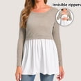 thumbnail image 4 of Bearsland Women's Maternity Clothes Nursing Top Crew Neck Long Sleeve Color Block Knit Breastfeeding Shirt, 4 of 7