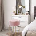 thumbnail image 2 of Costway Round Velvet Ottoman Footrest Stool Side Table Dressing Chair w/Metal Legs Pink, 2 of 9