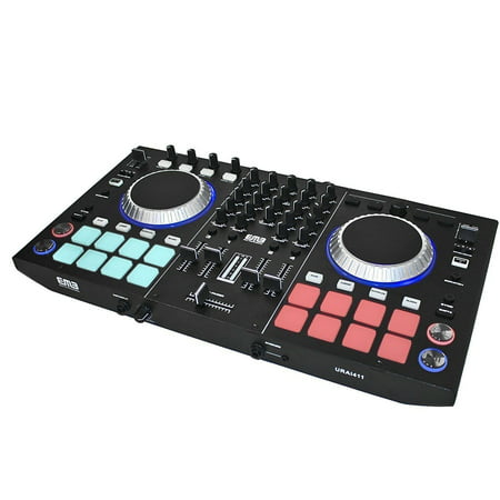 EMB URAI411 Controller 4 Channels DJ MIXER With Effects -2 Jog Wheels (Best Dj Controller For Scratching)