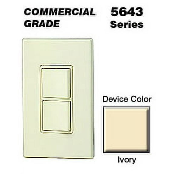 Leviton 5643-I Decora Combo Switch 3-Way/3-Way 15A 120/277V - Ivory