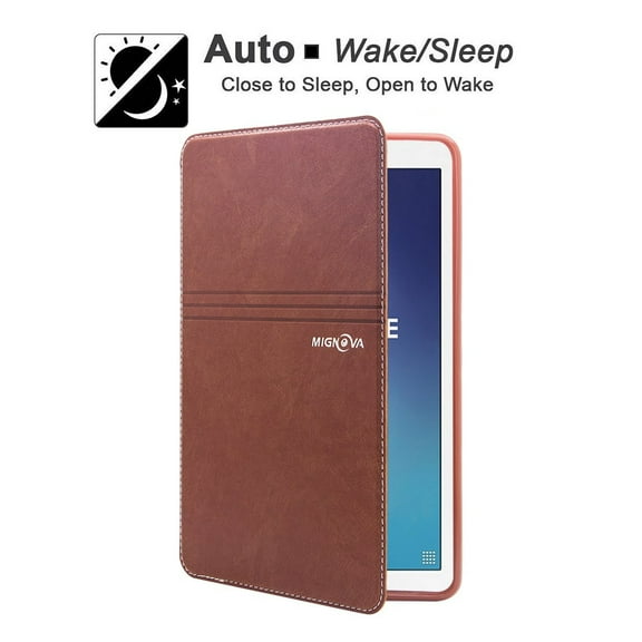 Mignova for Samsung Galaxy Tab E 8.0 Inch SM-T377 Case Slim Premium Leather Folio Flip Stand Cover Case With Card Slot Magnetic Wallet Case For Samsung Tab E 8.0" SM-T377  SM-T375 (Brown)