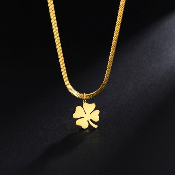 TEAMER Classic Clover Pendants Necklace for Women Fashion Snake Chain Stainless Steel Necklaces Jewelry