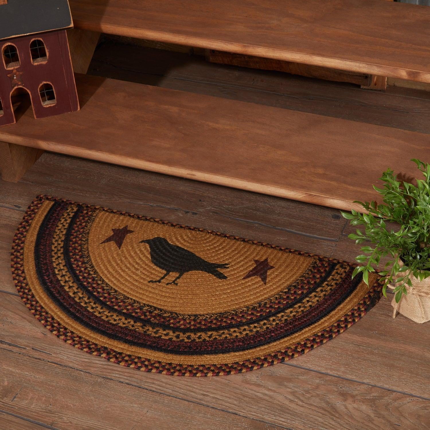 VHC Brands-1PK Kettle Grove Jute Braided Rug Half Circle 16.5\"x33\" with Rug Pad VHC Brands