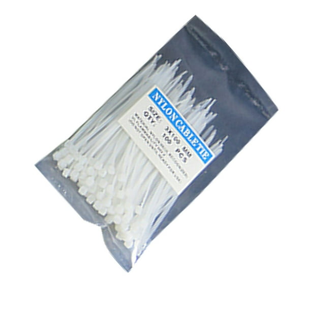 Cateissary Paquete de 100 bridas de nailon para cables, reutilizables, con cierre automático, sujetadores de Color sólido, suministros para Almacenamiento y organización del hogar Blanco
