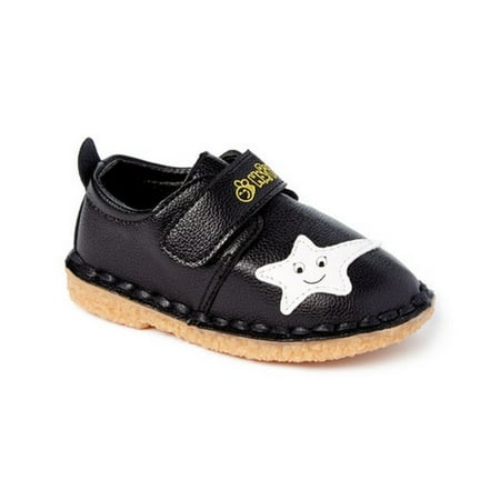 - Little Girls Boys Black White Star Applique Strap Sneakers 5-10 Toddler