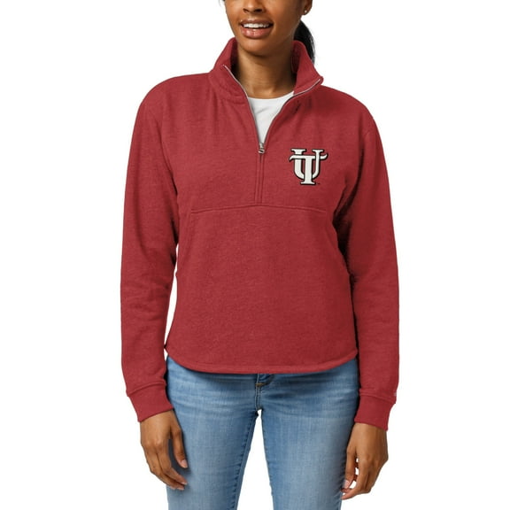 Women's League Collegiate Wear Heather Red University of Tampa Spartans Victory Springs Tri-Blend Quarter-Zip Pullover