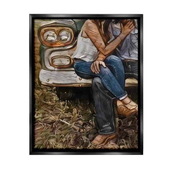 Stupell Industries Loving Farmhouse Couple Transportation Painting Black Floater Framed Canvas Art Print Wall Art, 17 x 21
