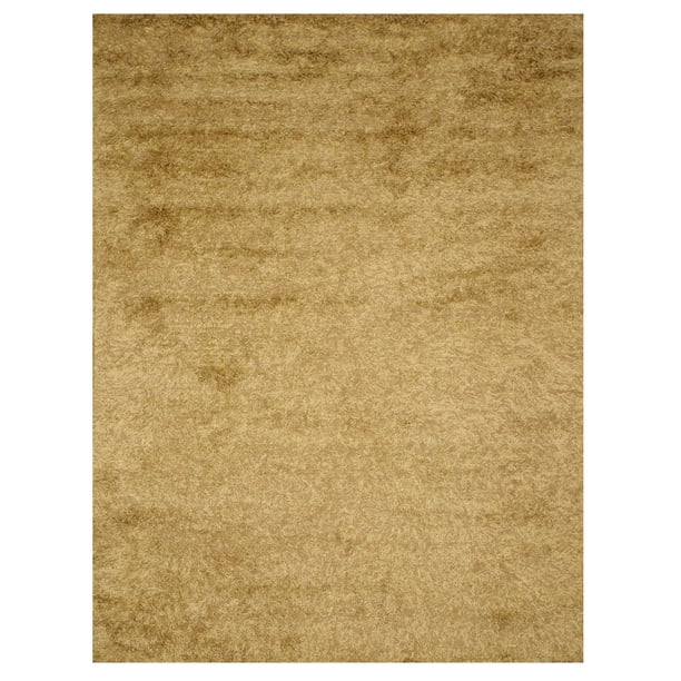 Handwoven Wool & Viscose Gold Contemporary Solid Shaggy Rug Walmart
