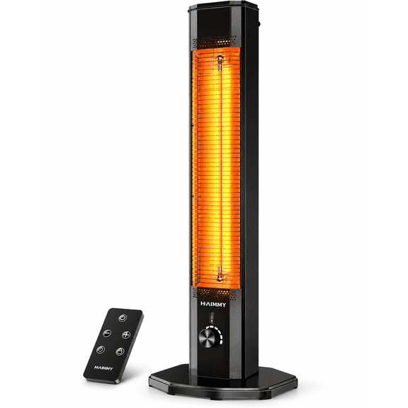 Electric Outdoor Heater for Patio, 42-Inch 1500W Infrared Tower with 1-Second Heating, 3 Modes, 9 Levels, 24H Timer, Remote, Oscillation and IPX5